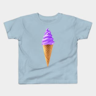 Lavender Purple Soft Serve Ice Cream Cone Kids T-Shirt